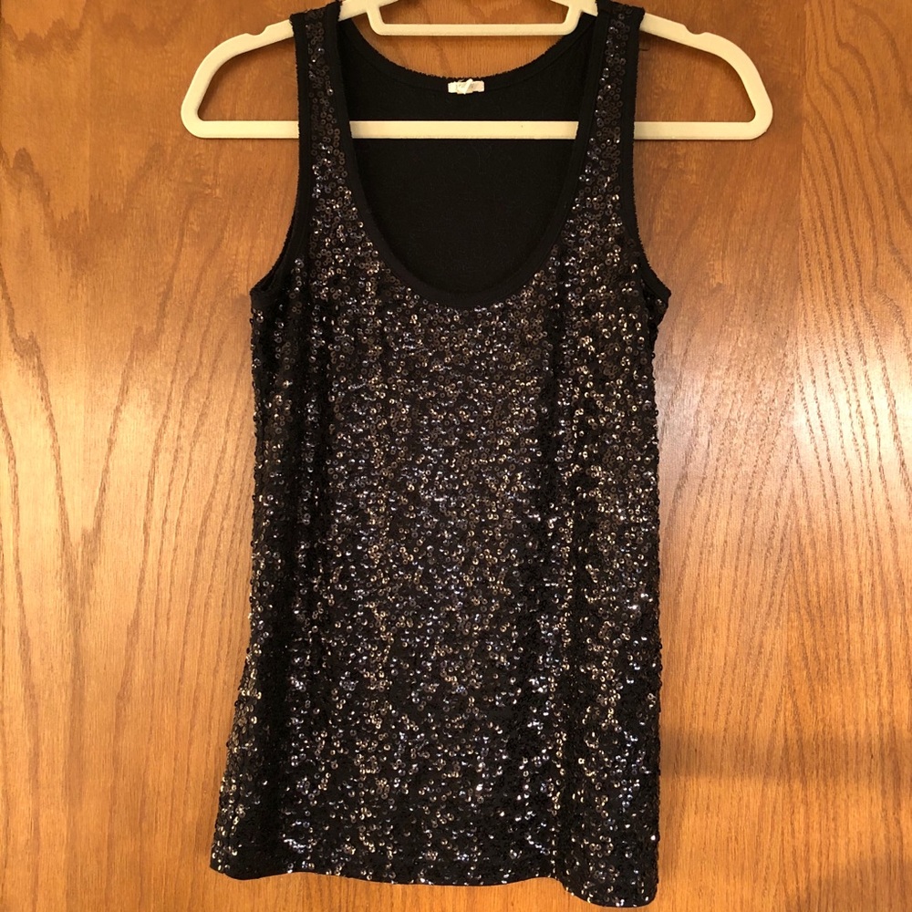 JCREW Sequin Tank, Black, XS - Picture 2 of 4